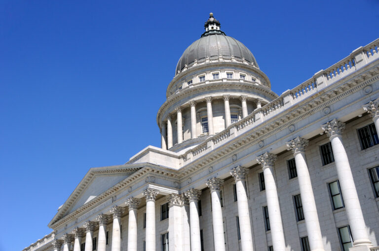 A photo of the Utah State Capitol building on a sunny cloudless day